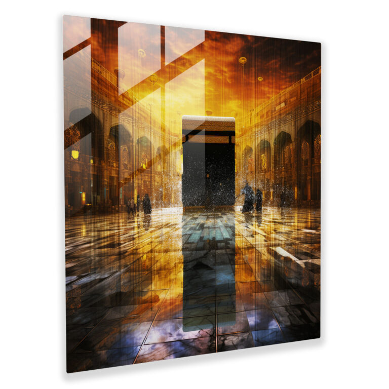 Glasbild der Kaaba - Moderne abstrakte Darstellung - Glasbild der Kaaba