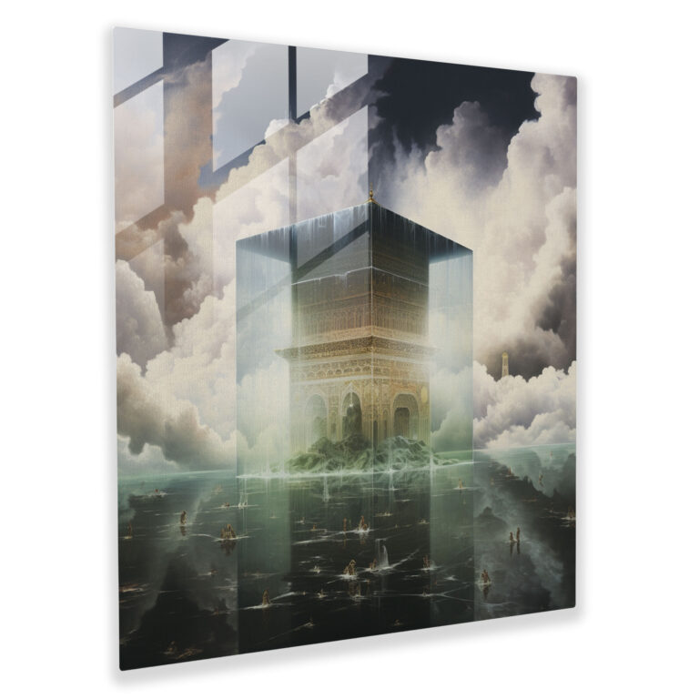 Surreales Glasbild - Kaaba - Grenzüberschreitende Dekoration Glas-Kunst Wanddekoration