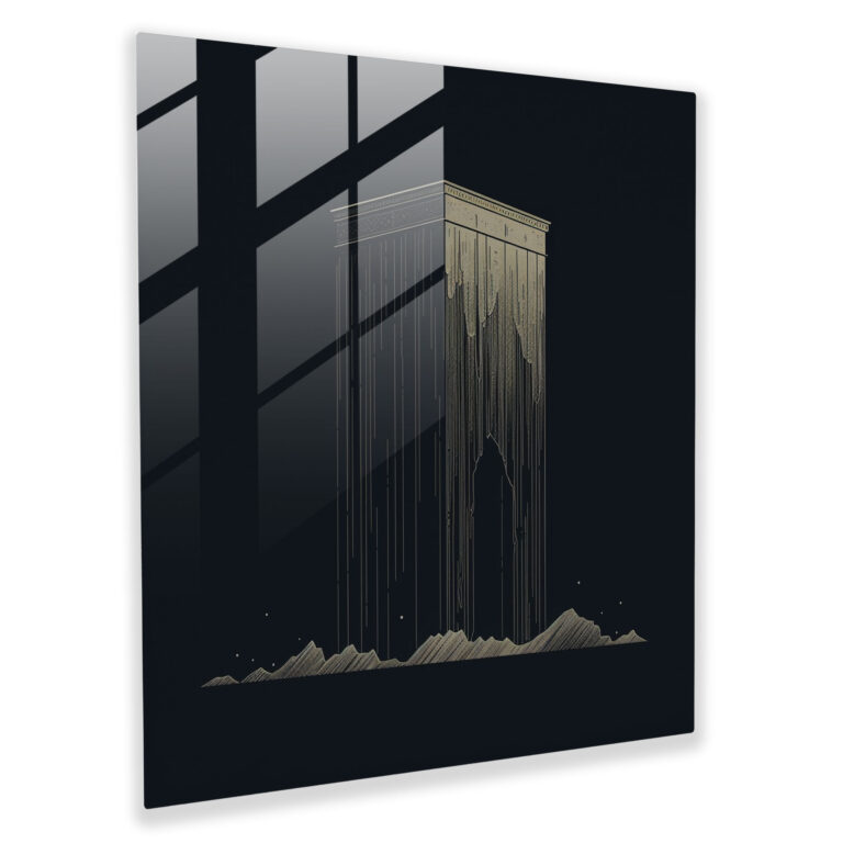 Kaaba Linienkunst Glasbild - Kaaba Glas Kunst Glaswandkunst