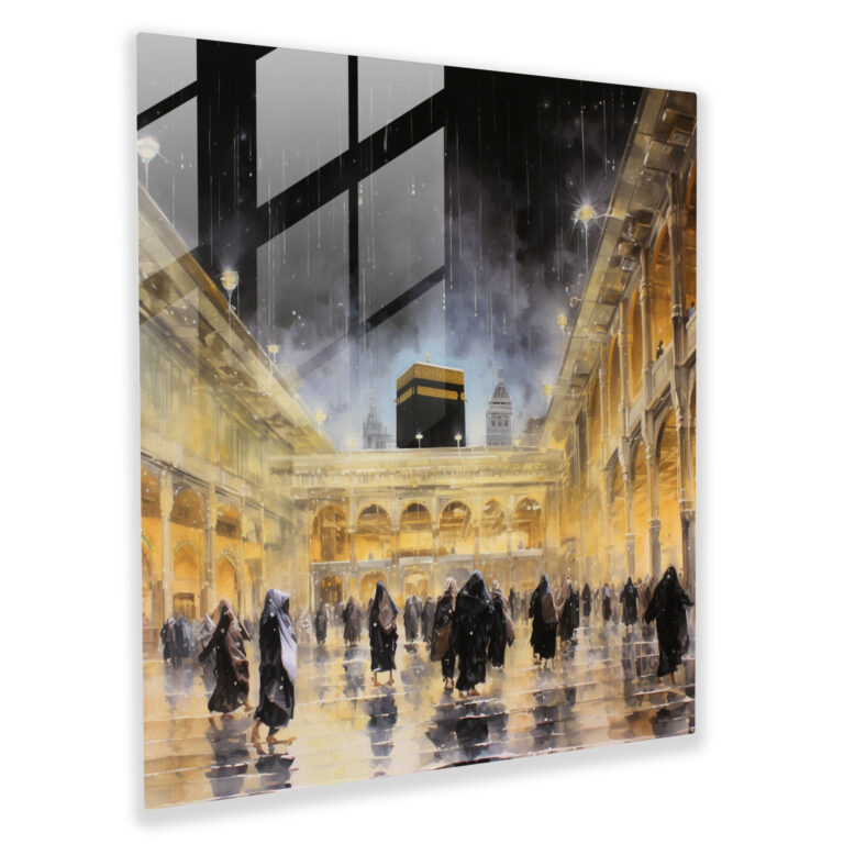 Kaaba Aquarell Glasbild - Heimdekoration Glas Kunst