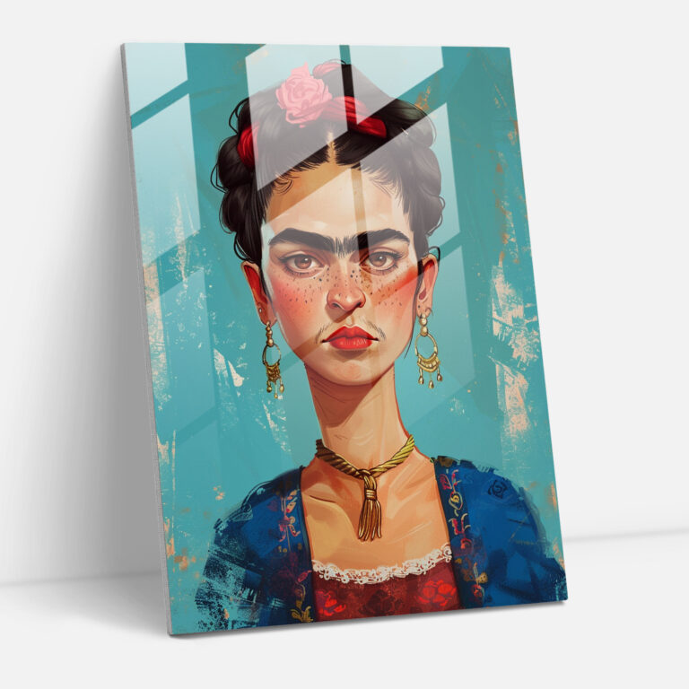 Moderne Glas Kunst im Stil von Frida Kahlo - Frida Kahlo Werke Glasbild Glas Kunst Frida Kahlo Stil