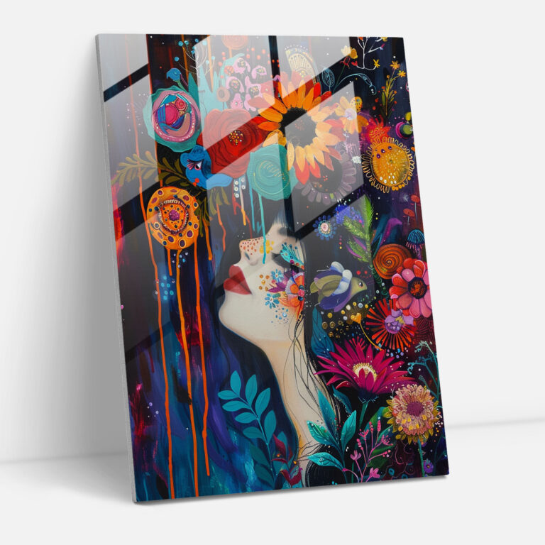 Moderne Wanddekoration im Stil von Frida Kahlo - Leinwandbild Glasbild moderner Kunststil