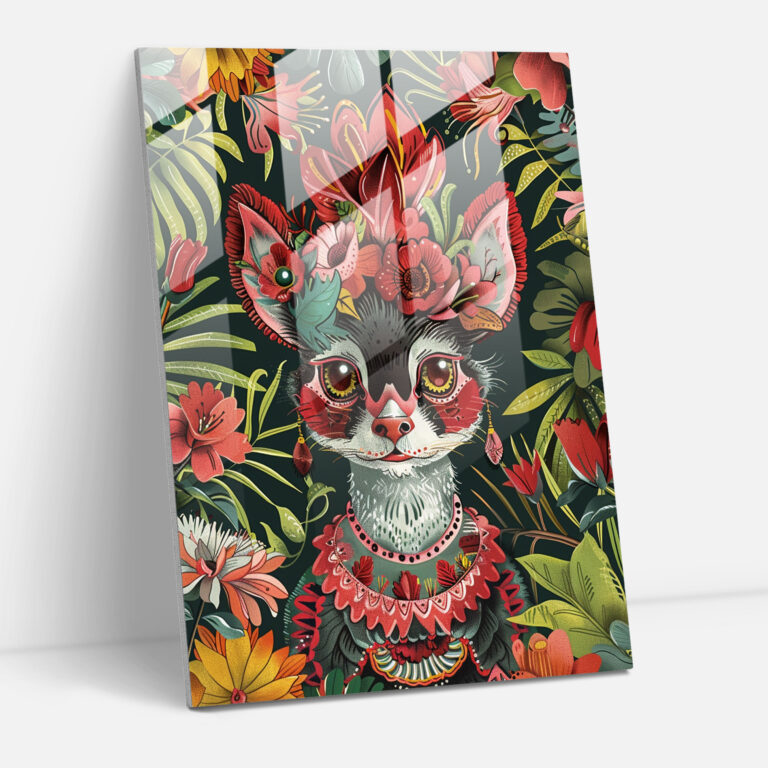 Moderne Kunst im Stil von Frida Kahlo - Frida Kahlo Werke Glasbild moderne Kunst Wanddekoration