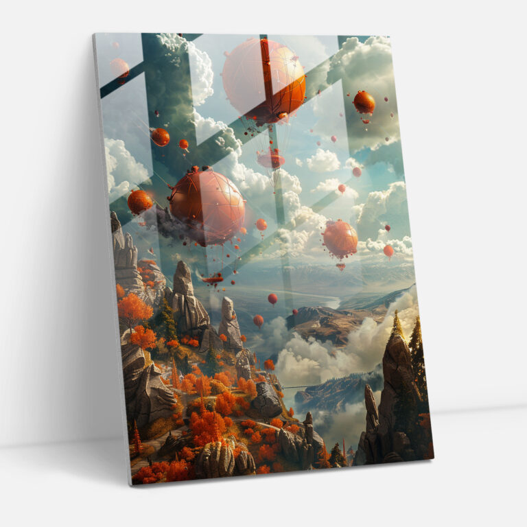 Glasbild im Frida Kahlo Stil - Frida Kahlo Werke Glasbild Wanddekoration Surreale Landschaft
