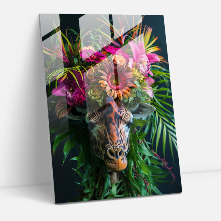 Frida Kahlo Stil Glasbild - Frida Kahlo Werke Moderne Kunst üppiges Grün Blumenkrone