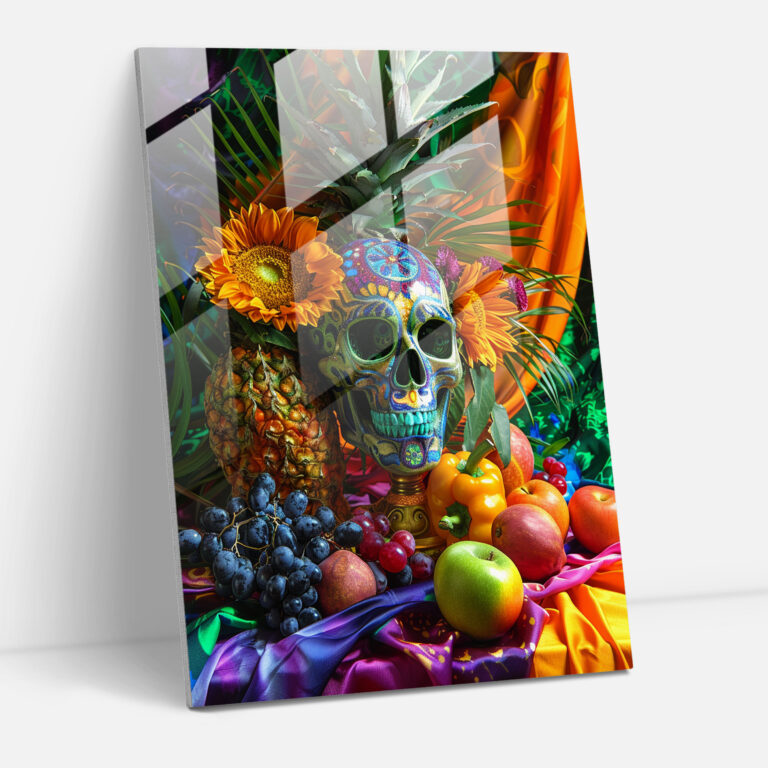 Glasbild im Stil von Frida Kahlo - Frida Kahlo Werke Glasbild Wohnaccessoire Wanddekoration