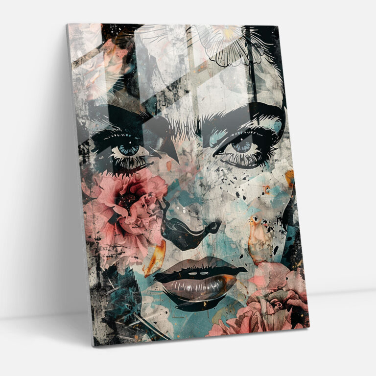 Frida Kahlo-Stil Glasbild - Frida Kahlo Werke Ausdrucksstarke Augen monochromatisches Farbschema Glasbild