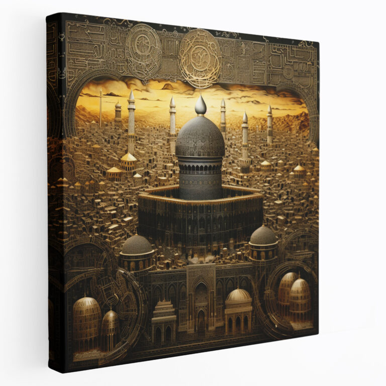 Kaaba Wandkunst - Islamische Kalligraphie Leinwandbild - Kaaba Leinwandbild Wohnkultur Wandkunst