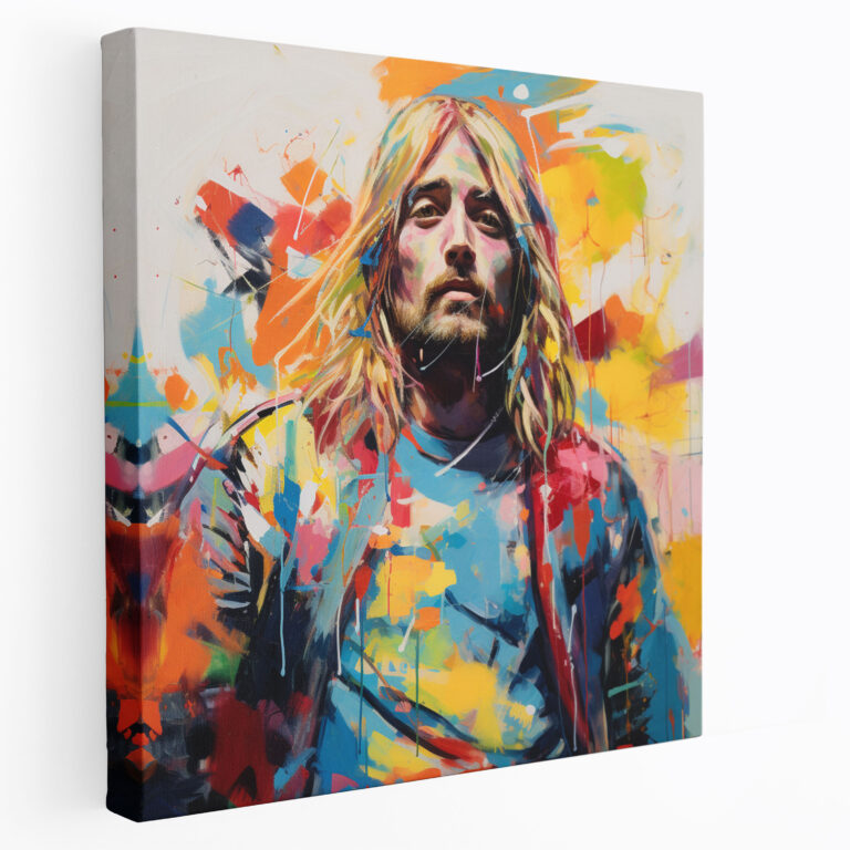 Kurt Cobain Glasbild - Vibrante Pinselstriche Heimdekoration Wanddekoration