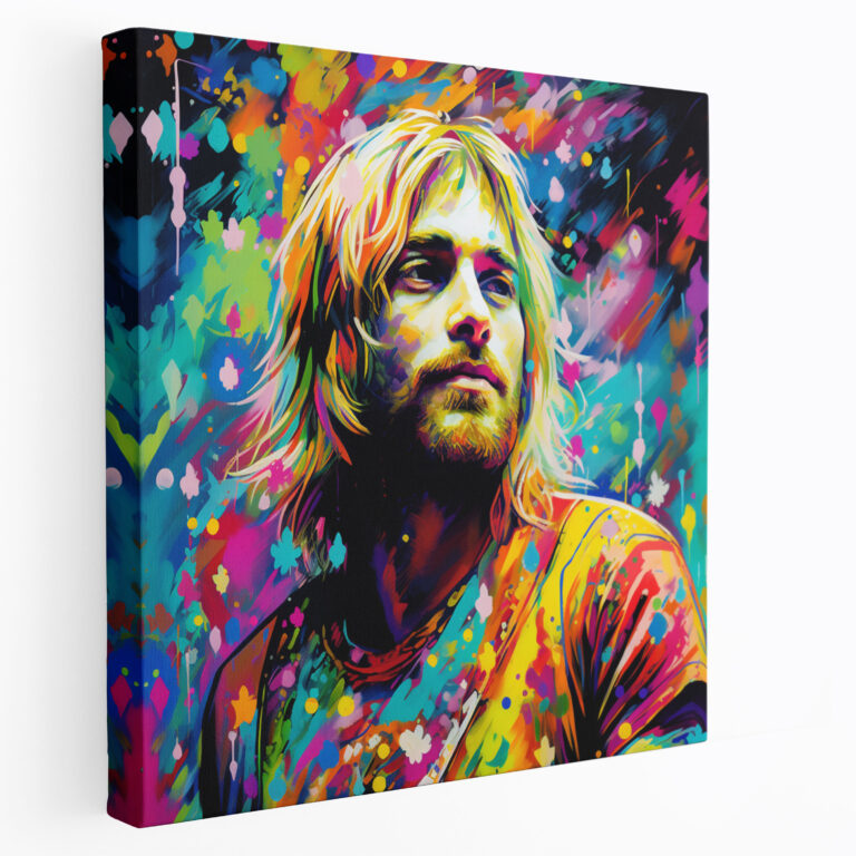 Kurt Cobain Glasbild - Psychedelische Kunst - Lebendige Farben - Wandkunst aus Glas