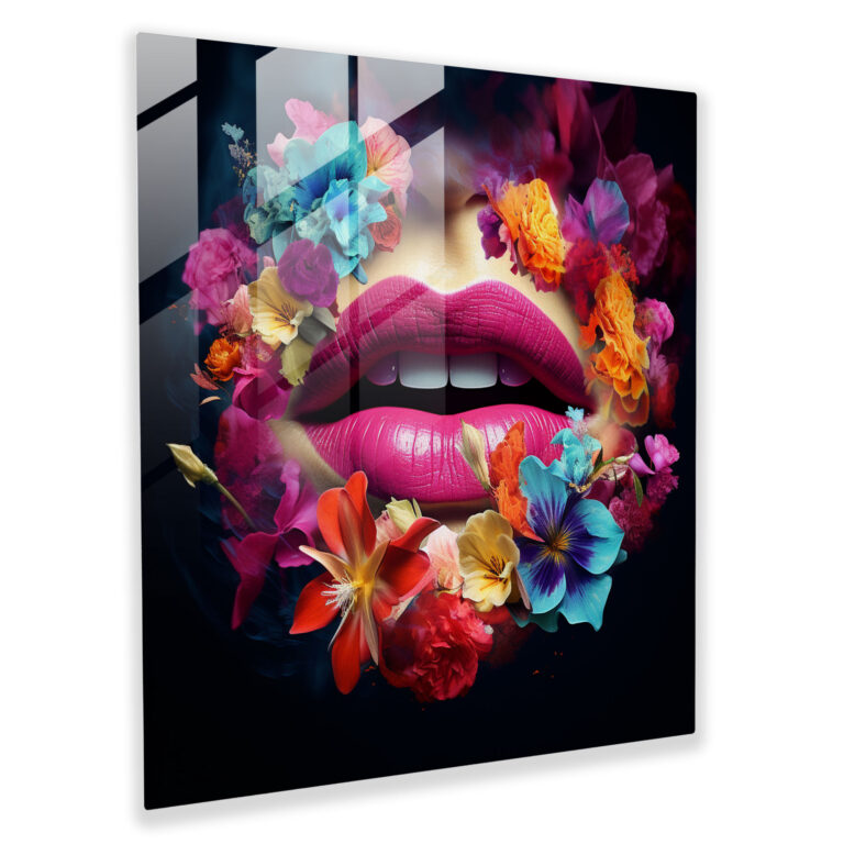 Glasbild Floral Kiss - Moderne Kunst Wohnkultur Blumen