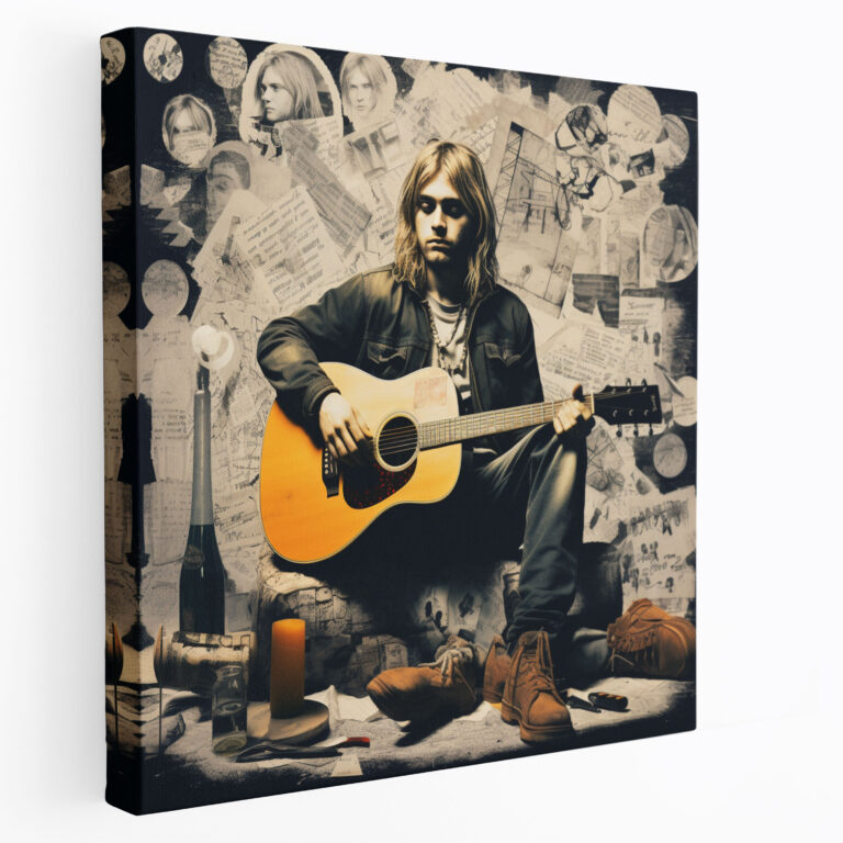 Kurt Cobain Wandkunst - Grunge-inspiriertes Leinwandbild - Kurt Cobain Grunge-inspirierte Collage Dekoration für Zuhause Rebellion.
