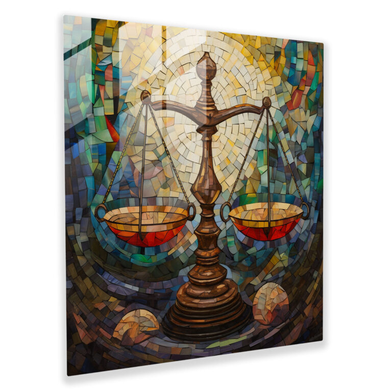 Glasbild Rechtliche Komplexität - Gesetz Glas Wandkunst Rechtssystem Komplexität