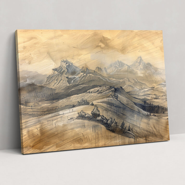 Leonardo Da Vinci Wanddekoration - Leinwandbild Landschaftsskizzen