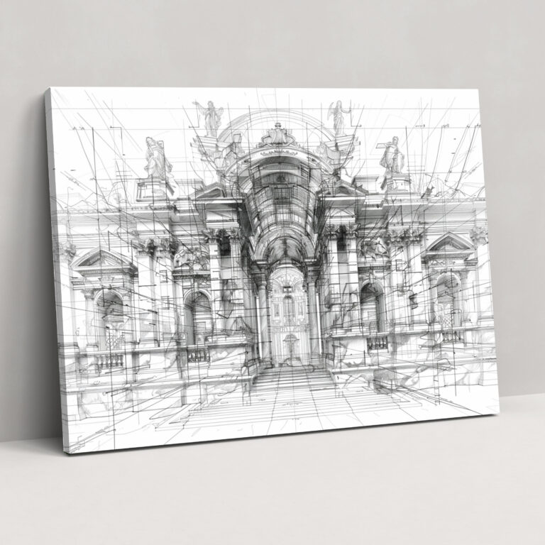 Leinwandbild Architektonische Blaupause von Leonardo Da Vinci - Leonardo Da Vinci Leinwandbild Leinwand
