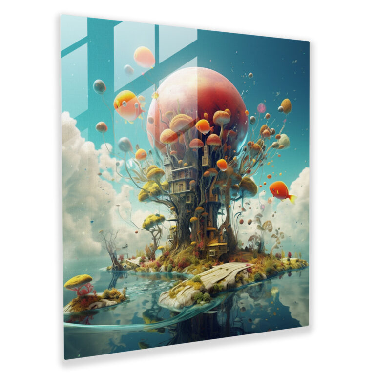 Lenticular Glasbild - Traumhaftes Wunderland - Surreale digitale Kunst Glasbild Moderne Kunst
