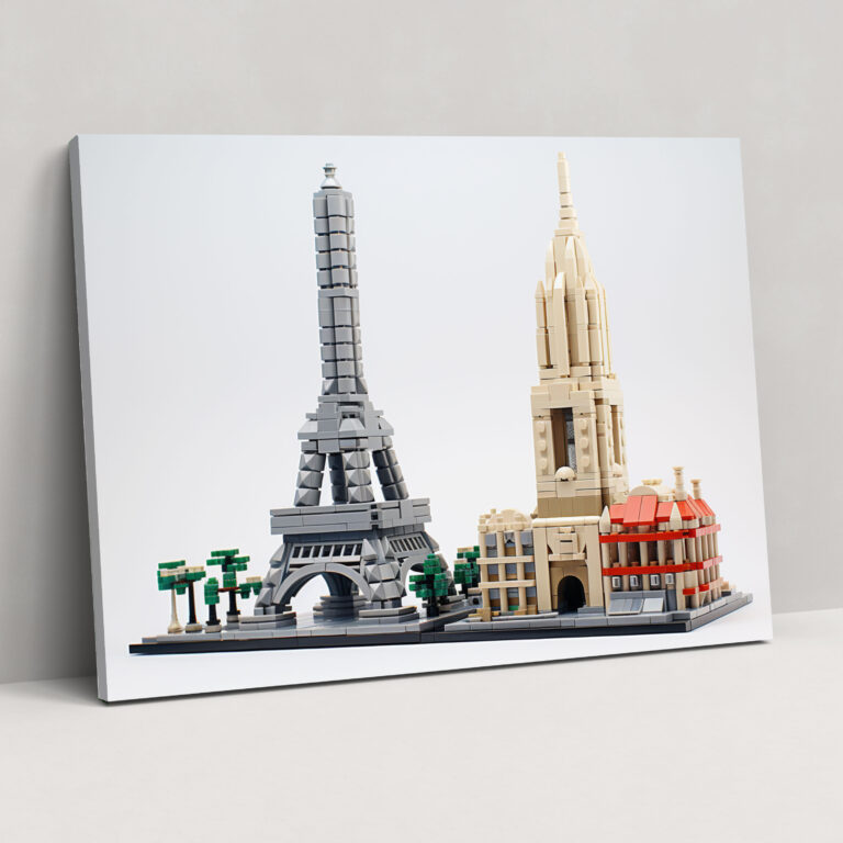 Lego Architektur Glasbild - Lego filigrane Details Wanddekoration moderne Kunst