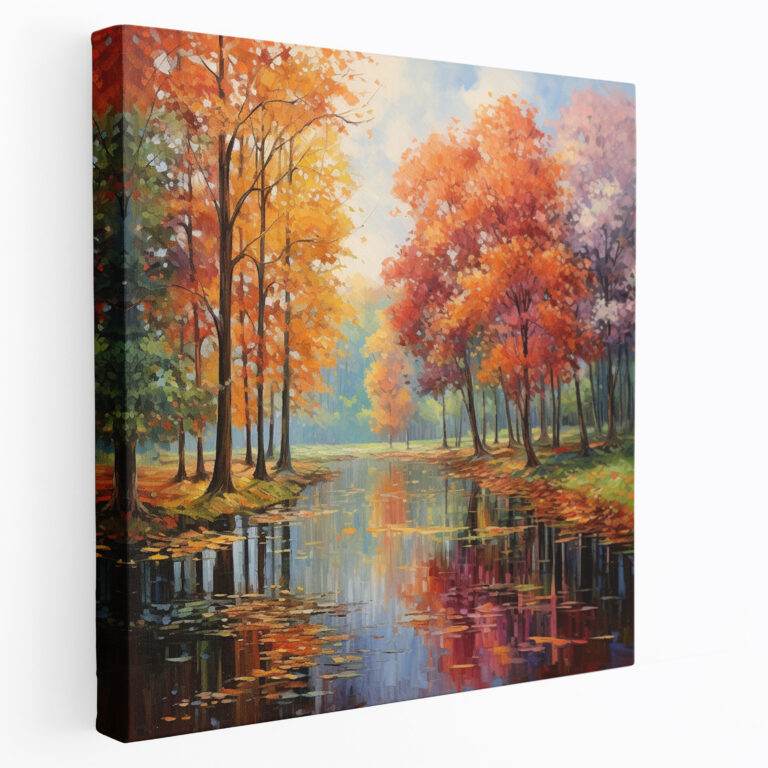 Leinwandbild Herbstblätter - Blätter Wohnkultur Herbst impressionistisches Gemälde