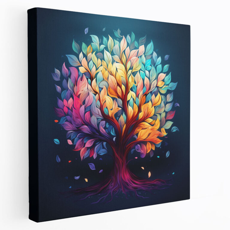 Blätter Leinwandbild - Verspielte Blätterbaum-Wandkunst - Blätter Leinwand Leinwandbild digitale Illustration