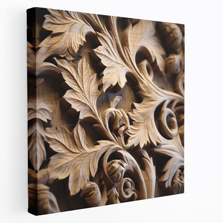 Wanddekoration aus Blättern - Rustikale Holzschnitzkunst - Blätter Charakter Wanddekoration.