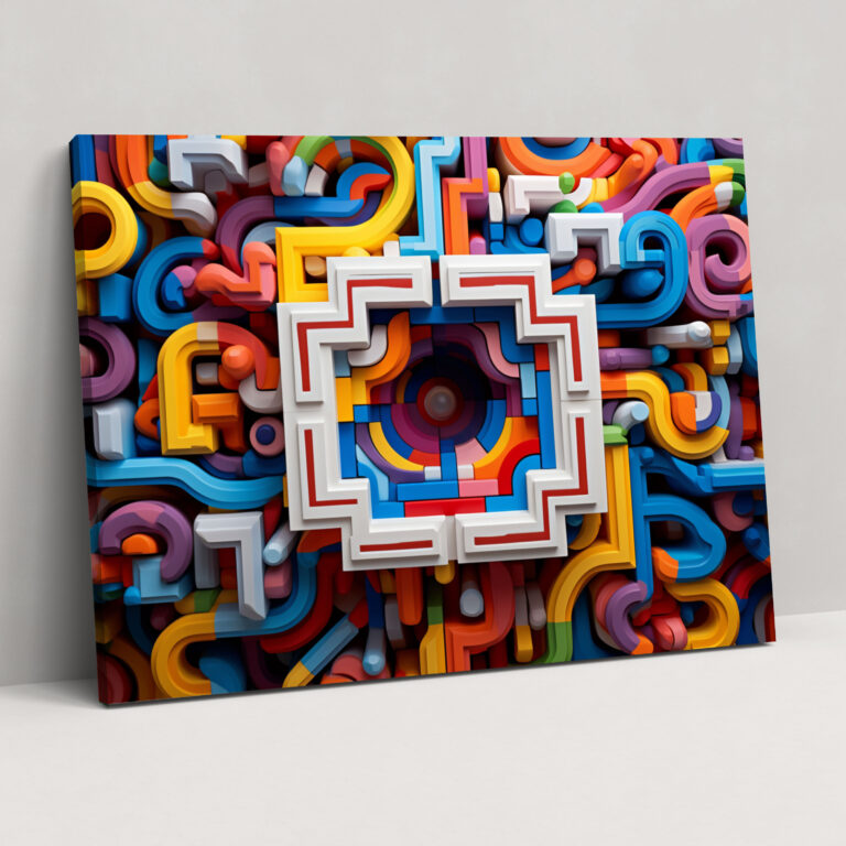 Lego Geometrische Wandkunst - Abstraktes Lego Stein Leinwandbild - Lego Wanddekoration Hochwertiges Leinwandbild Lego Geometrische Wandkunst