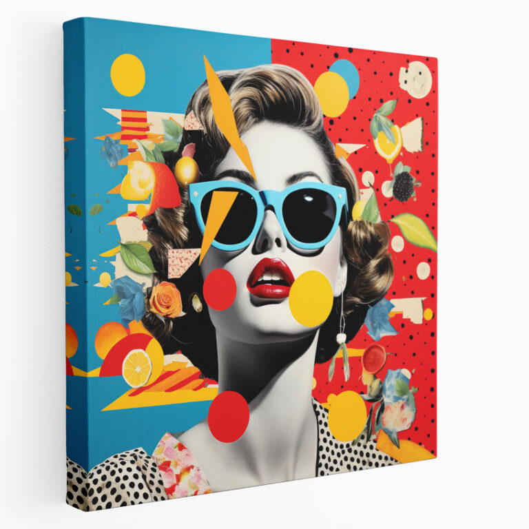 Lenticular Wanddekoration - Ikonische Collage - Leinwandbild Ikonische Symbole Leinwand Wandkunst