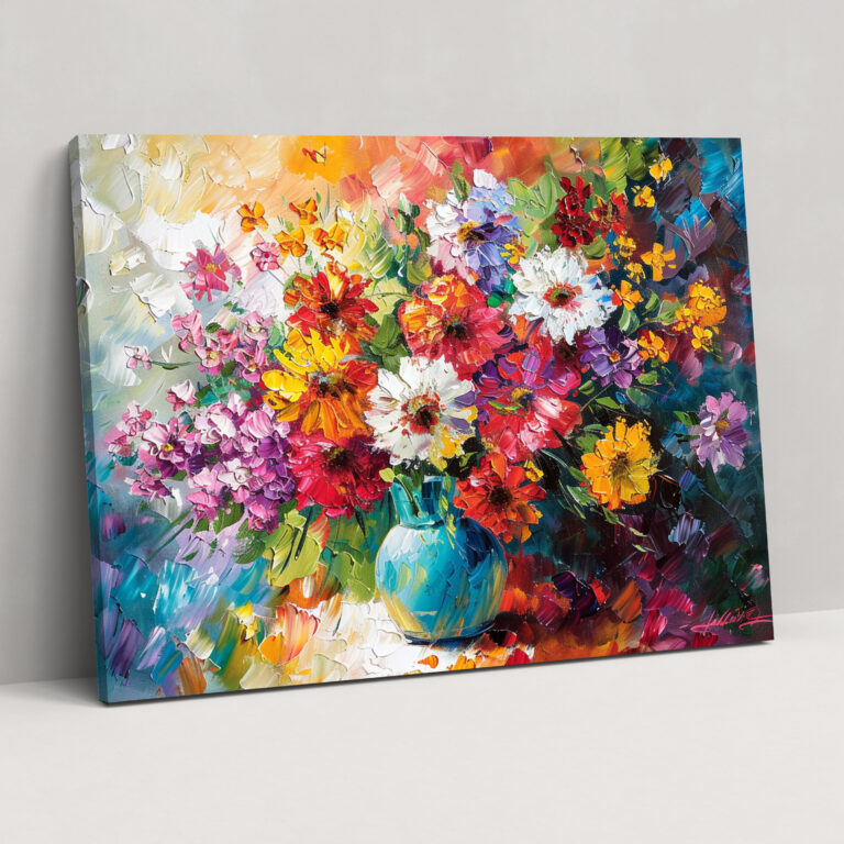 Leinwandbild mit floralem Stillleben inspiriert von Leonid Afremov - Leonid Afremov Wohndekoration Leinwand