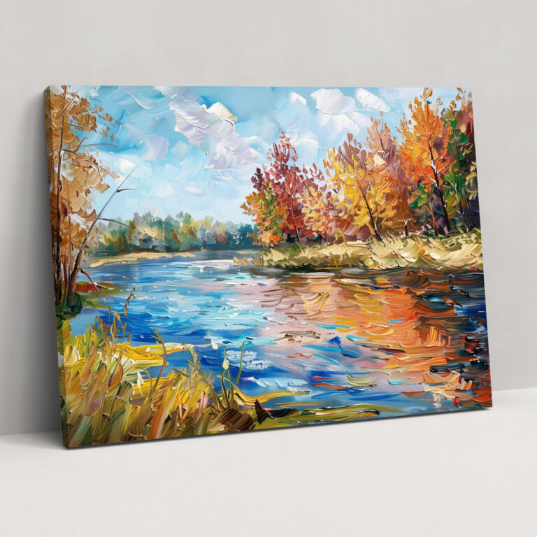 Flusslandschaft Leonid Afremov Wanddekoration - Leinwandbild Kunst auf Leinwand Wohnkultur
