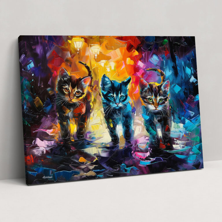 Spielende Katzen Leinwandbild von Leonid Afremov - Home Dekoration Wandkunst