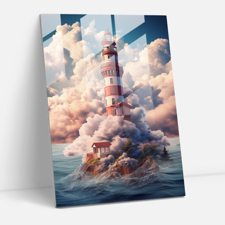 Glasbild Leuchtturm - Leuchtturm Wohnkultur Glaswandkunst