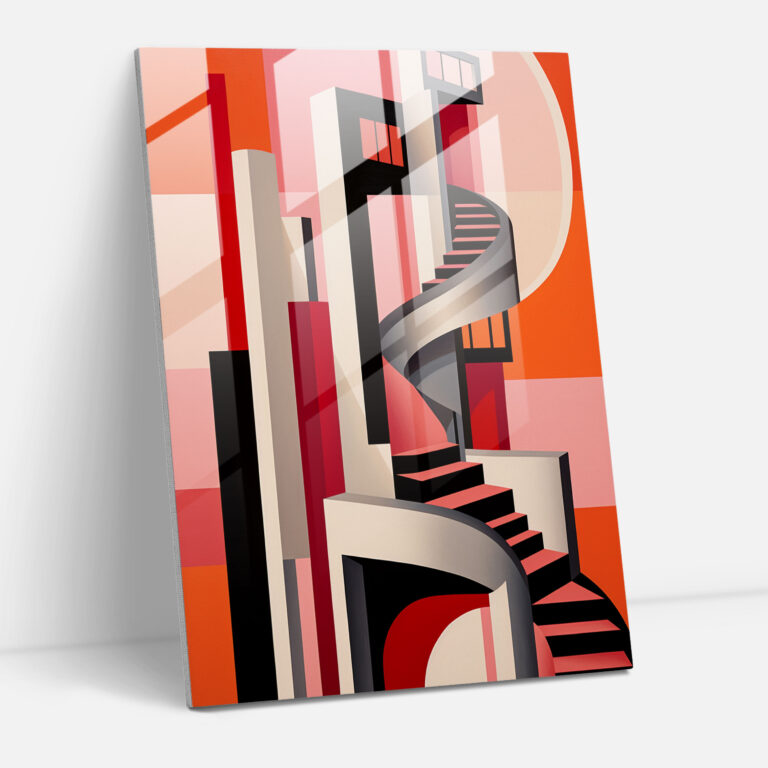 Geometrisches Leuchtturm Glaswandbild - Leuchtturm Glasbild Moderne Kunst