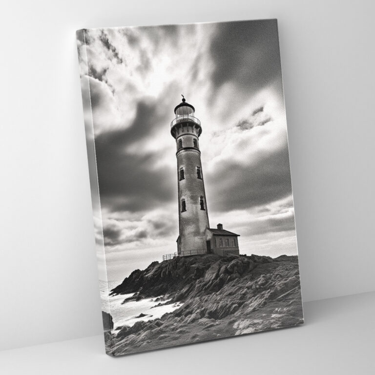 Klassisches Leuchtturm-Wandbild - Leuchtturm Wandkunst klassisches Schwarz-Weiß-Foto Leinwanddruck
