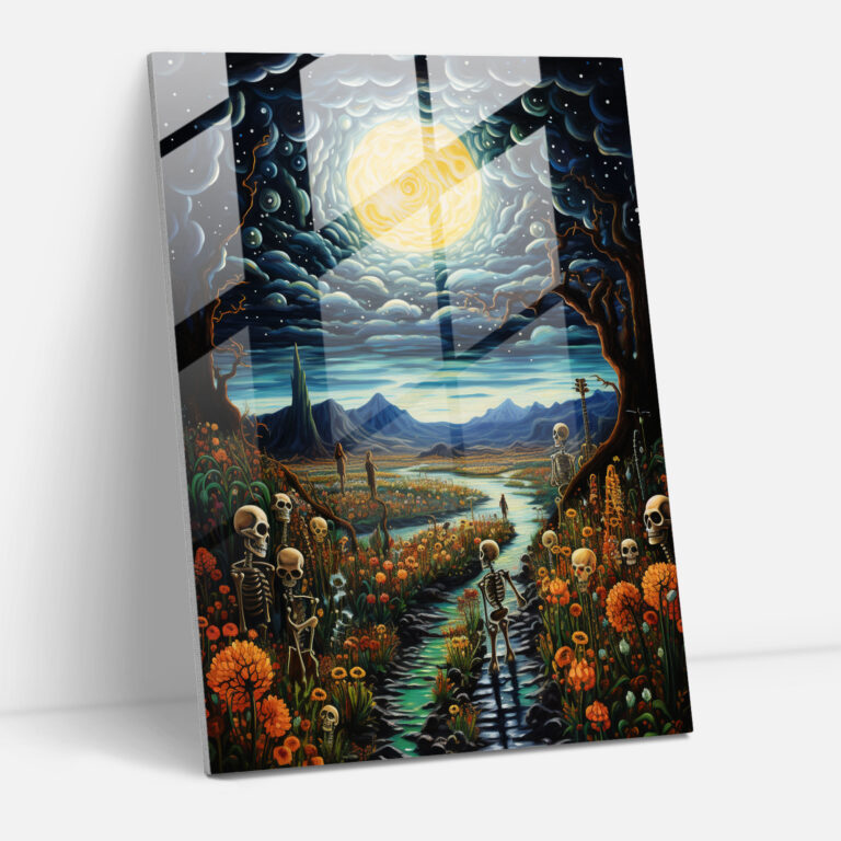 Los Muertos Glasbild - Mondlicht Himmel Magie Kunst