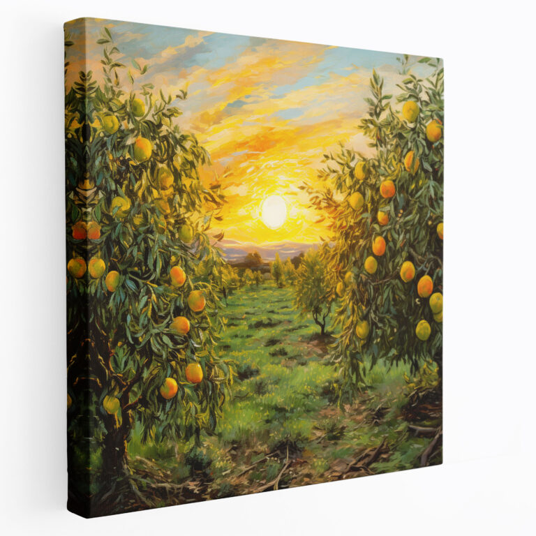 Lemon Tree Sonnenuntergang Leinwandbild - Zitronenbaum Wandkunst Leinwand Landschaft