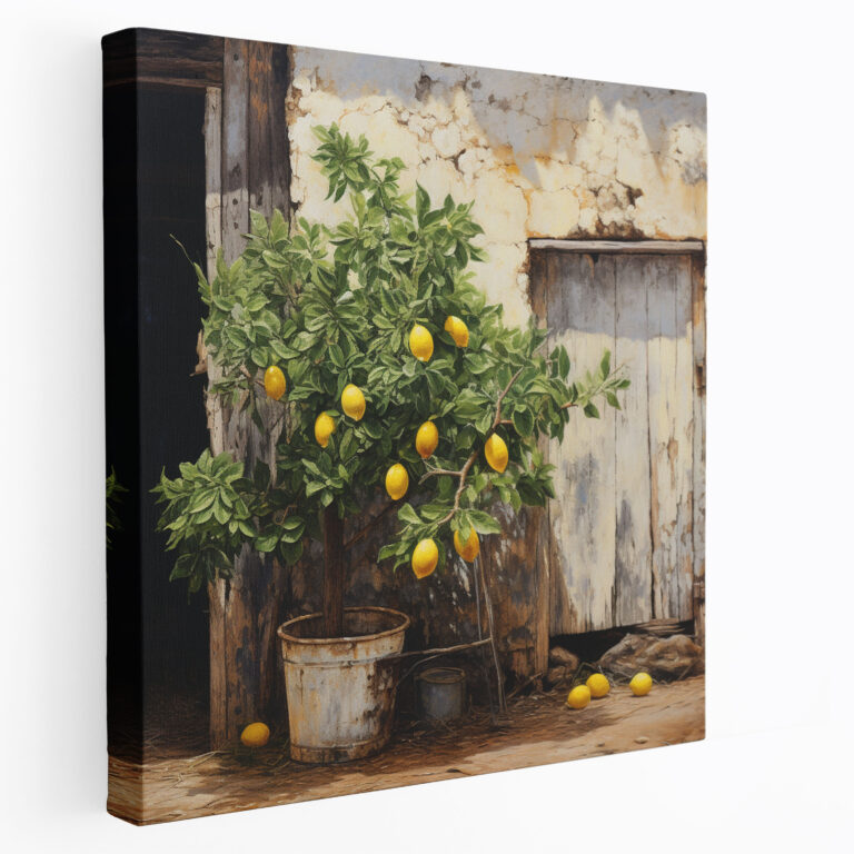 Limonenbaum Leinwandbild - Limonenbaum Leinwandbild Wandkunst rustikaler Charme