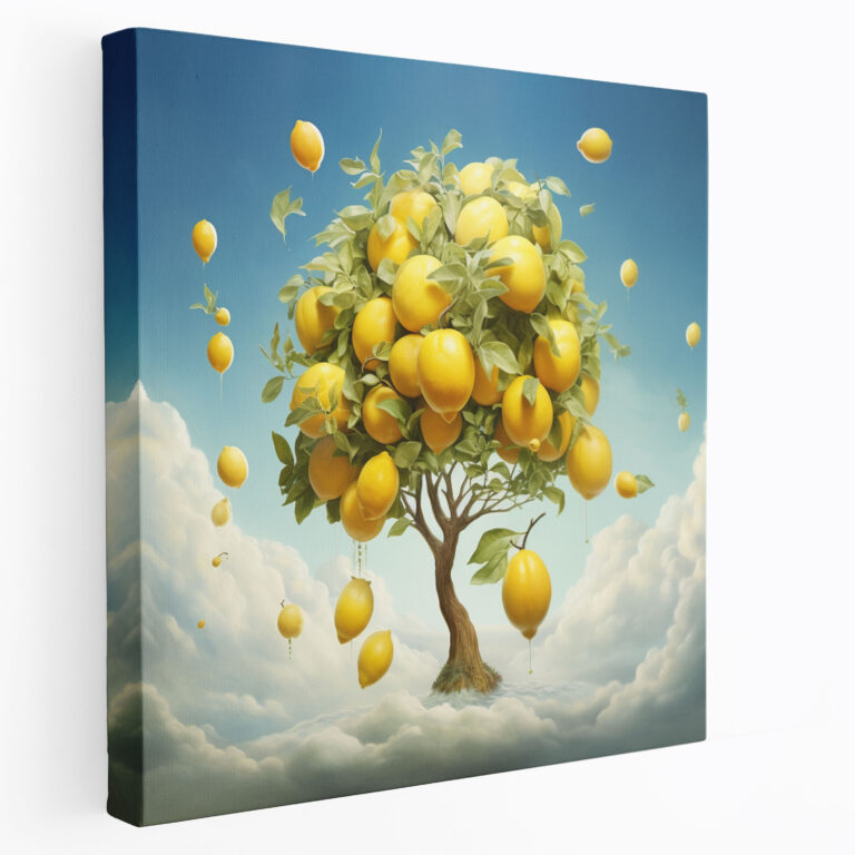 Zitronenbaum Wandkunst - Surreales Wolkenbild Leinwandbild - Zitronenbaum Traumhafte surreale Kunstwerke Leinwand Wandkunst