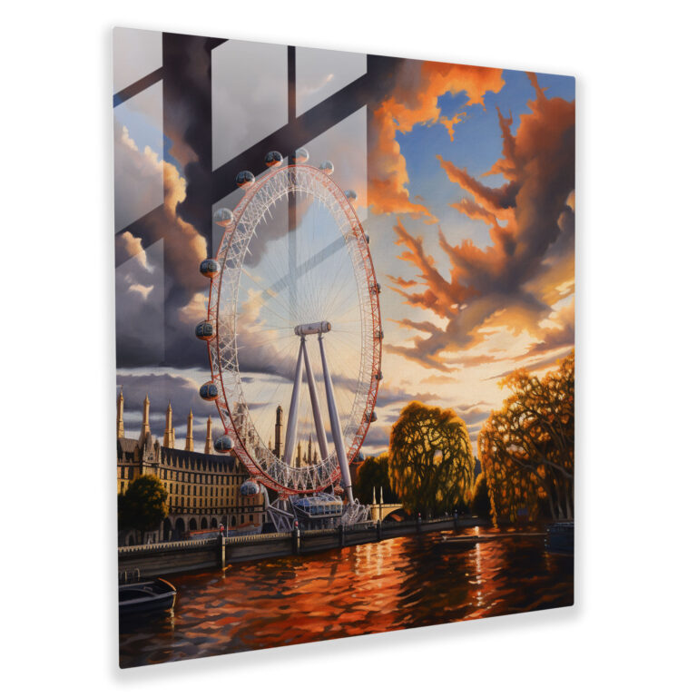 Klassisches Ölgemälde des London Eye auf zeitlosem Glasbild