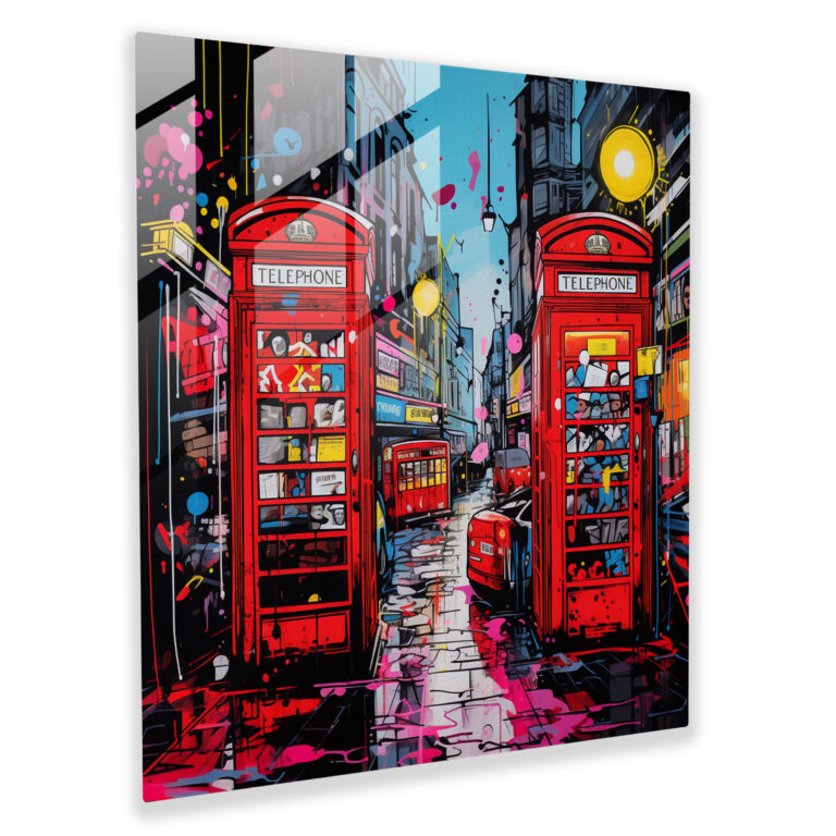 Spielhafte Glasbilder - Retro Urban Vibes Glas Wandkunst