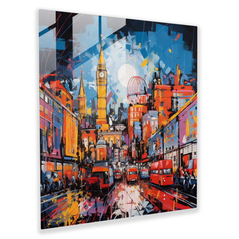 Expressive Glasbilder - Graffiti Skyline Glas Wandkunst