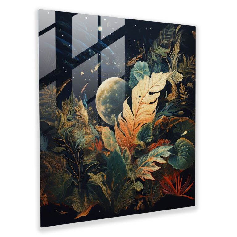 Glasbild Floating Leaves - Blätter Glas Kunst Raum