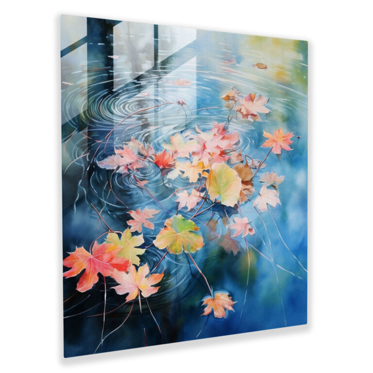 Glasbild Herbstblätter - Blätter Aquarellmalerei Glas Kunst