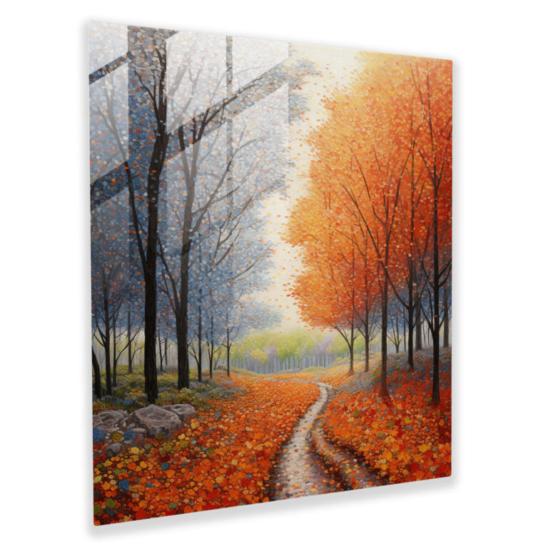 Buntes Punkte Glasbild - Blätter Glas Kunst Wanddekoration