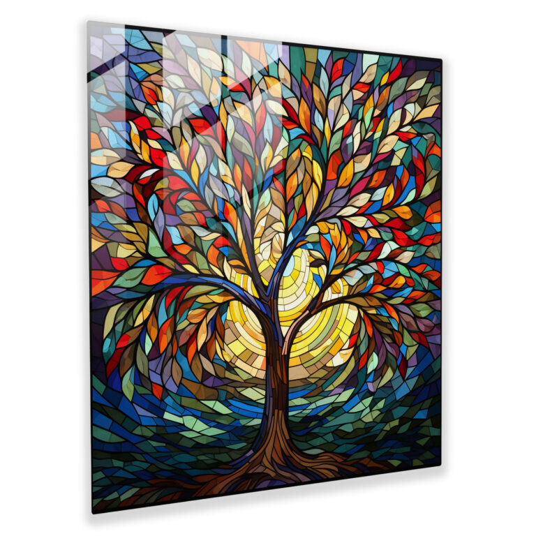 Buntes Laub Glasbild - Modernes Kunstwerk aus Glas Blätter