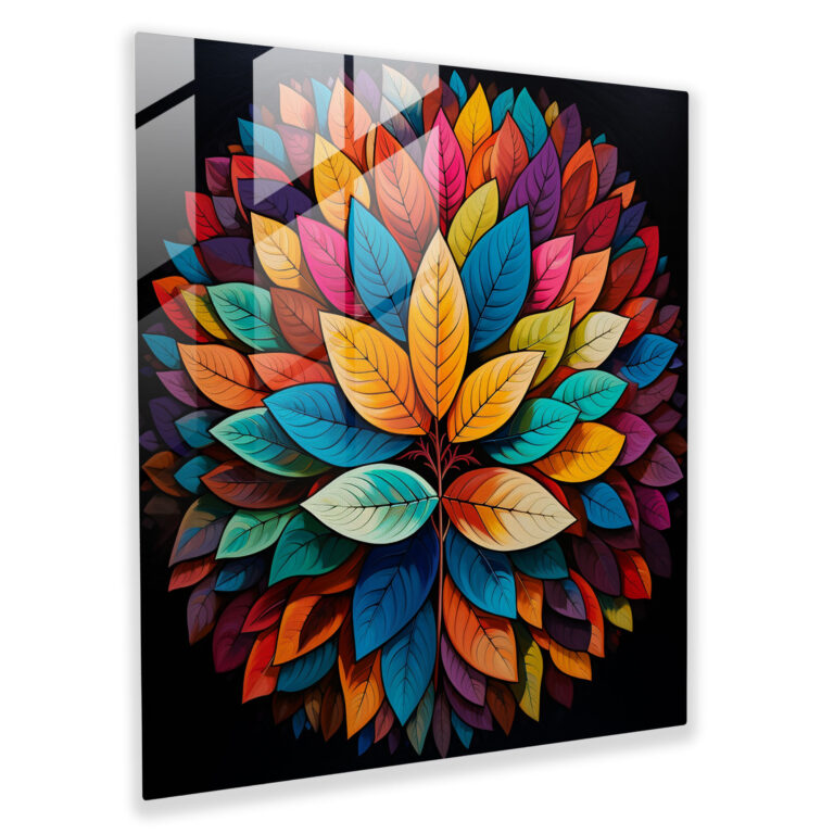 Glasbild Geometrische Blätter - Blätter Kühn Wanddekoration Glas Kunst