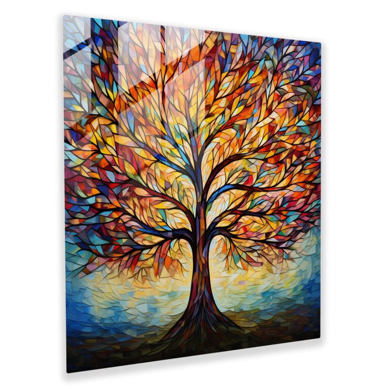 Buntes Blätter Glasbild - Naturinspirierte Dekoration Bunte Blätter