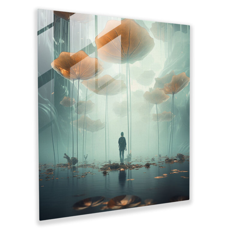 Glasbild mit Traumhaften Blättern - Wanddekoration Glasbild Traumhafte Deko