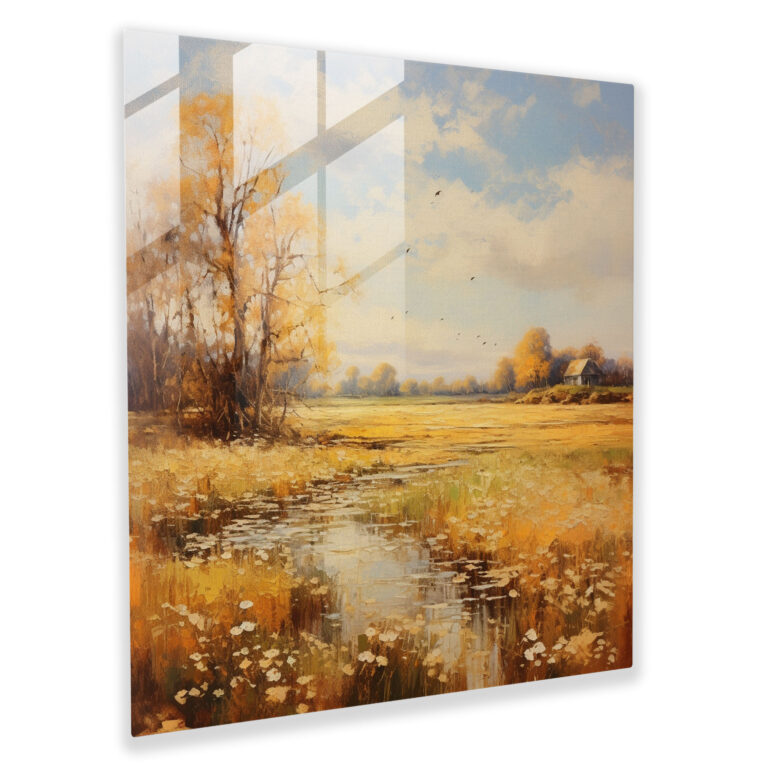 Goldene Blätter Glasbild - Blätter Zuhause Dekoration Glas Wandkunst