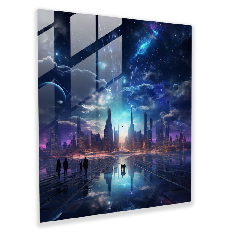 Moderne Glaswandkunst Midnight Futurism - Glasbild Wandkunst moderne Kunst