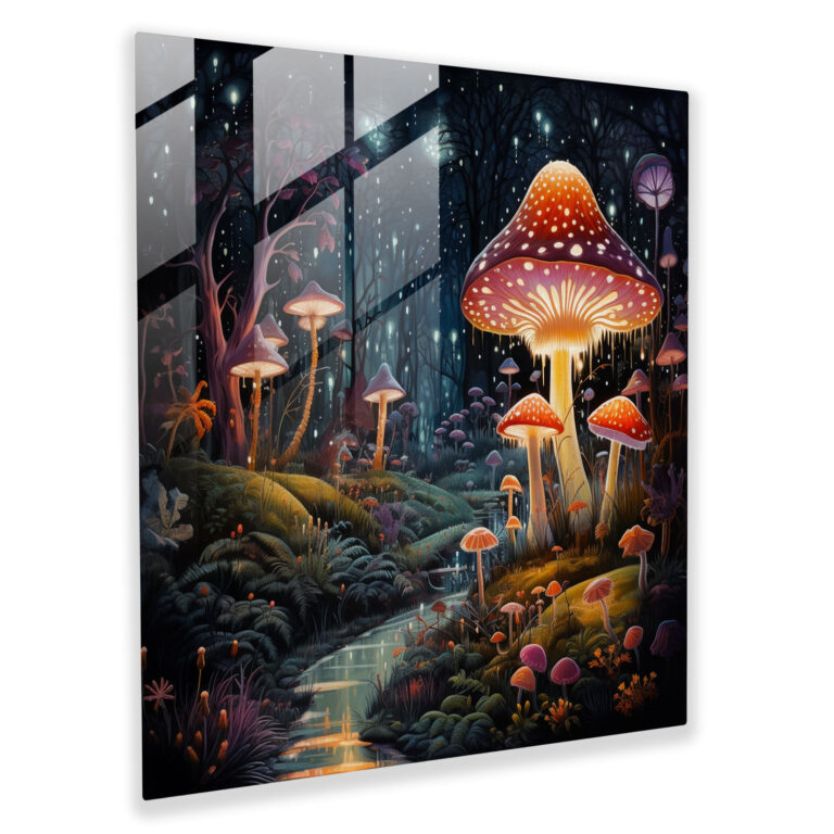 Glasbild Mitternachtszauber - Zuhause Dekoration Fantasievolles Gemälde