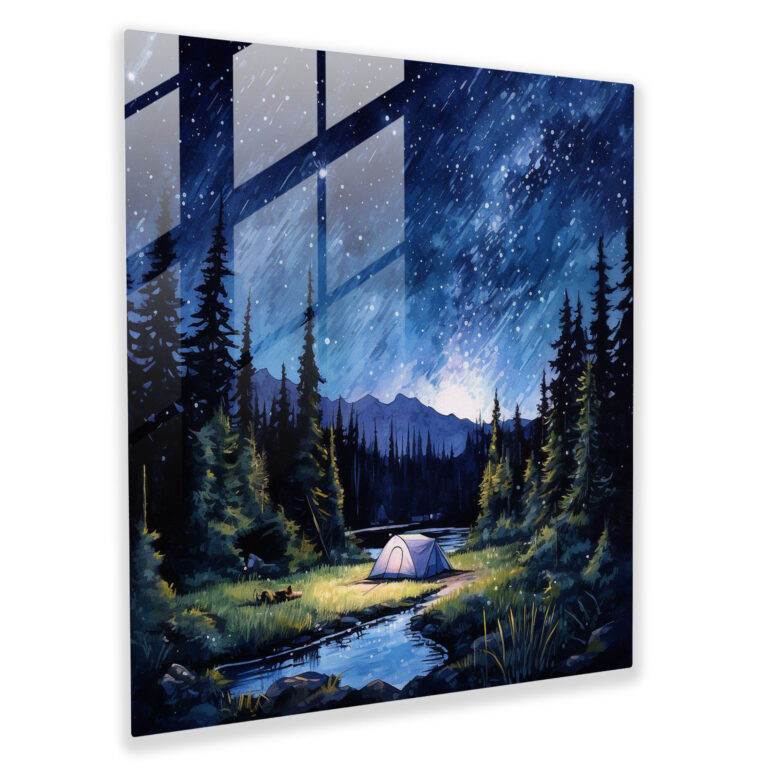Glasbild Mitternachtsruhe - Mitternacht Moderne Kunst Glas Wandbild Sternenhimmel